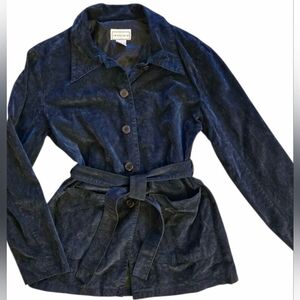 Vintage Blue Velvet Belted Blazer